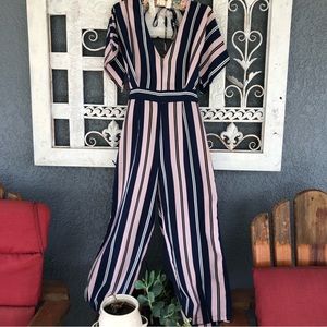 Crystal Doll Jumpsuit Navy/Pink size 5